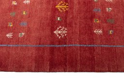 Close-up detail of New Persian Gabbeh rug from Iran / Persia showing Wool weave
