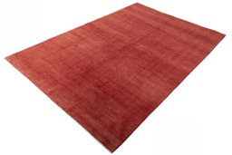 Corner detail of New Persian Gabbeh rug showing border pattern and Wool pile