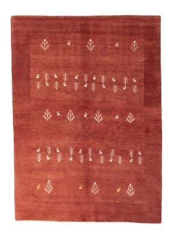Full view of New Persian Gabbeh rug from Iran / Persia, 240 × 170 cm in Red tones