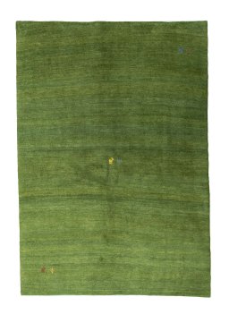 Full view of New Persian Gabbeh rug from Iran / Persia, 238 × 165 cm in Green tones