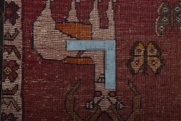 Close-up detail of 2000s Persian Gabbeh rug from Iran / Persia showing Wool weave