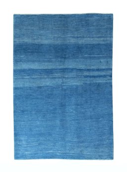 Full view of New Persian Gabbeh rug from Iran / Persia, 240 × 165 cm in Blue tones
