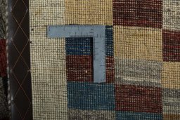 Full view of 2000s Persian Gabbeh rug from Iran / Persia, 152 × 82 cm in Multi Color tones