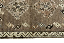 Close-up detail of 2000s Persian Gabbeh rug from Iran / Persia showing Wool weave