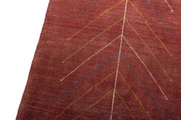 Backside of handmade New Persian Gabbeh rug showing knot structure and weave density