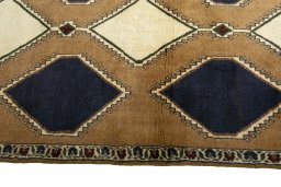 Close-up detail of 2000s Persian Gabbeh rug from Iran / Persia showing Wool weave