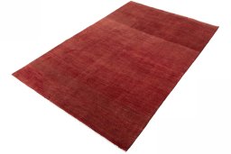 Corner detail of New Persian Gabbeh rug showing border pattern and Wool pile