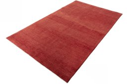 Corner detail of New Persian Gabbeh rug showing border pattern and Wool pile