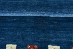 Full view of New Persian Gabbeh rug from Iran / Persia, 216 × 153 cm in Blue tones
