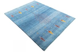 Close-up detail of New Persian Gabbeh rug from Iran / Persia showing Wool weave