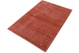 Corner detail of New Persian Gabbeh rug showing border pattern and Wool pile