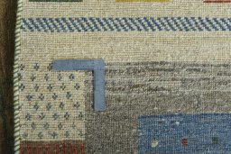Close-up detail of New Persian Gabbeh rug from Iran / Persia showing Wool weave