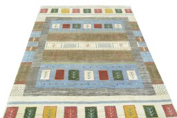 Surface texture of New Persian Gabbeh rug with natural Wool and intricate pattern