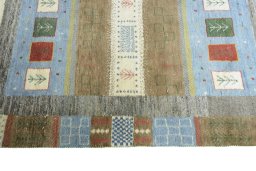 Close-up detail of New Persian Gabbeh rug from Iran / Persia showing Wool weave
