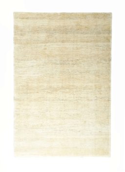 Full view of New Persian Gabbeh rug from Iran / Persia, 295 × 200 cm in Beige tones