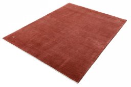 Corner detail of New Persian Gabbeh rug showing border pattern and Wool pile