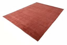 Corner detail of New Persian Gabbeh rug showing border pattern and Wool pile