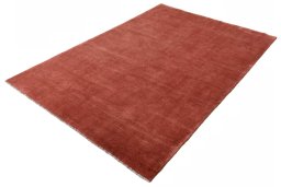 Corner detail of New Persian Gabbeh rug showing border pattern and Wool pile