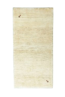 Full view of New Persian Gabbeh rug from Iran / Persia, 143 × 70 cm in Beige tones
