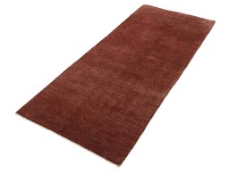 Corner detail of New Persian Gabbeh rug showing border pattern and Wool pile