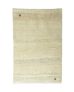 Full view of New Persian Gabbeh rug from Iran / Persia, 156 × 102 cm in Beige tones