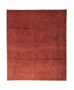 Full view of New Persian Gabbeh rug from Iran / Persia, 298 × 253 cm in Red tones