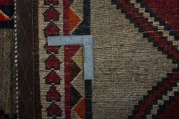 Close-up detail of 2000s Persian Gabbeh rug from Iran / Persia showing Wool weave