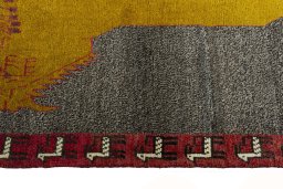 Close-up detail of 2000s Persian Gabbeh rug from Iran / Persia showing Wool weave