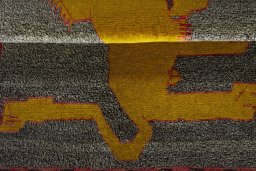Full view of 2000s Persian Gabbeh rug from Iran / Persia, 150 × 100 cm in Gray tones