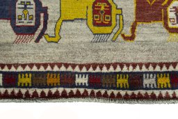 Central medallion detail of 2000s Persian Gabbeh rug from Iran / Persia