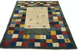 Surface texture of New Persian Gabbeh rug with natural Wool and intricate pattern