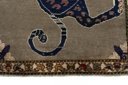 Central medallion detail of 2000s Persian Gabbeh rug from Iran / Persia