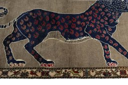 Close-up detail of 2000s Persian Gabbeh rug from Iran / Persia showing Wool weave