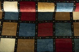 Full view of 2000s Persian Gabbeh rug from Iran / Persia, 143 × 103 cm in Multi Color tones