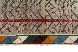 Close-up detail of 2000s Persian Gabbeh rug from Iran / Persia showing Wool weave