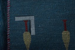 Full view of New Persian Gabbeh rug from Iran / Persia, 290 × 205 cm in Blue tones