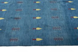 Close-up detail of New Persian Gabbeh rug from Iran / Persia showing Wool weave