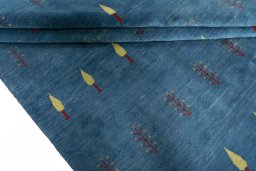 Full view of New Persian Gabbeh rug from Iran / Persia, 290 × 205 cm in Blue tones