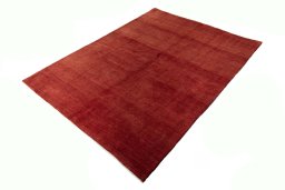 Corner detail of New Persian Gabbeh rug showing border pattern and Wool pile