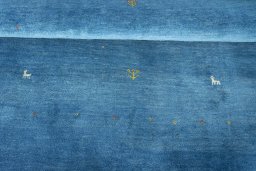 Full view of New Persian Gabbeh rug from Iran / Persia, 200 × 150 cm in Blue tones
