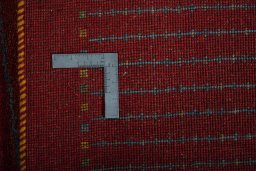 Close-up detail of New Persian Gabbeh rug from Iran / Persia showing Wool weave