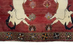 Central medallion detail of 2000s Persian Gabbeh rug from Iran / Persia