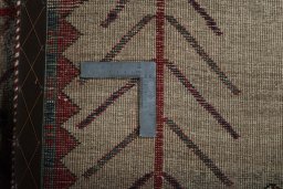 Close-up detail of 2000s Persian Gabbeh rug from Iran / Persia showing Wool weave