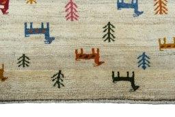 Central medallion detail of 2000s Persian Gabbeh rug from Iran / Persia