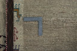 Close-up detail of 2000s Persian Gabbeh rug from Iran / Persia showing Wool weave