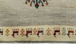 Central medallion detail of 2000s Persian Gabbeh rug from Iran / Persia