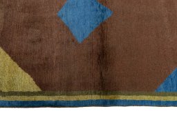 Close-up detail of 2000s Persian Gabbeh rug from Iran / Persia showing Wool weave