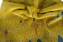 Corner detail of New Persian Gabbeh rug showing border pattern and Wool pile
