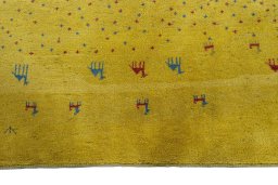 Central medallion detail of New Persian Gabbeh rug from Iran / Persia