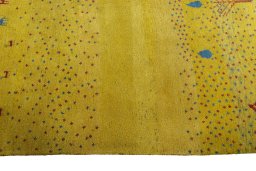 Close-up detail of New Persian Gabbeh rug from Iran / Persia showing Wool weave